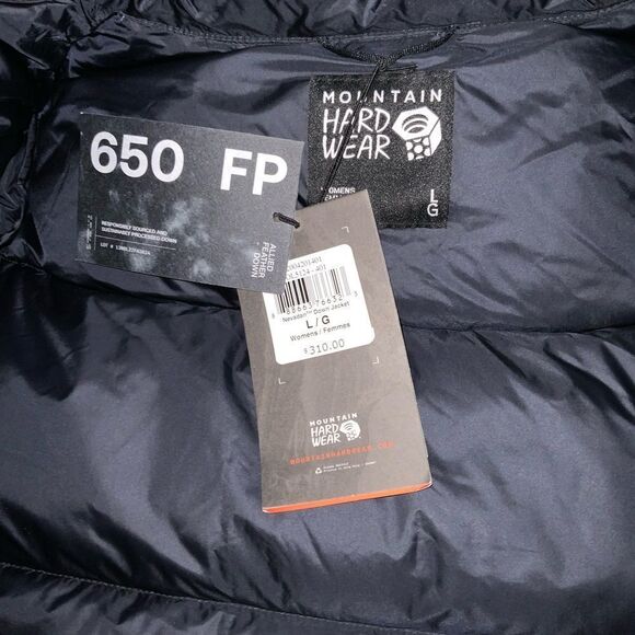 nwt mountain hardwear‎ nevadan down jacket puffer large blue navy outer dark - Picture 9 of 15